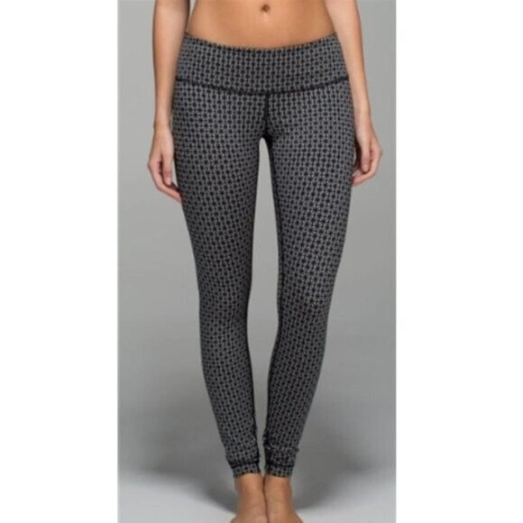Lululemon Wunder Under Pant Full On Luon Tri Geo Silver Spoon Black Long… - Picture 1 of 10